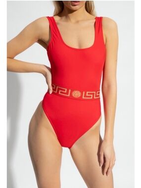 VERSACE💕Greca One-Piece Swimsuit in Red Size 1